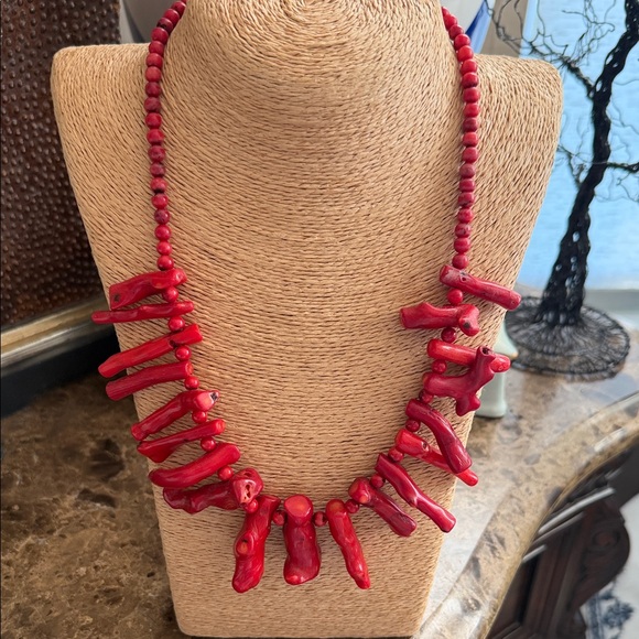 Red Coral Beaded Necklace